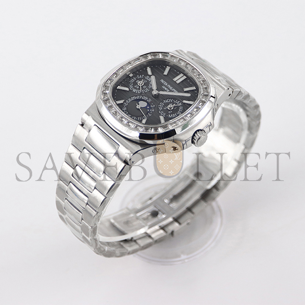 PATEK PHILLIPE NAUTILUS GREY DIAL WITH DIAMOND BEZEL IN STEEL WATCH 5740/1G-001